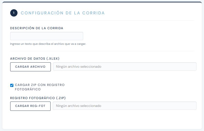 Configuración de corrida en OMeRo Air